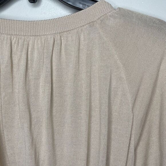 DIANE VON FURSTENBERG Womens Tan Lightweight Cardigan EUC Relaxed Cotton-Blend - Picture 6 of 9